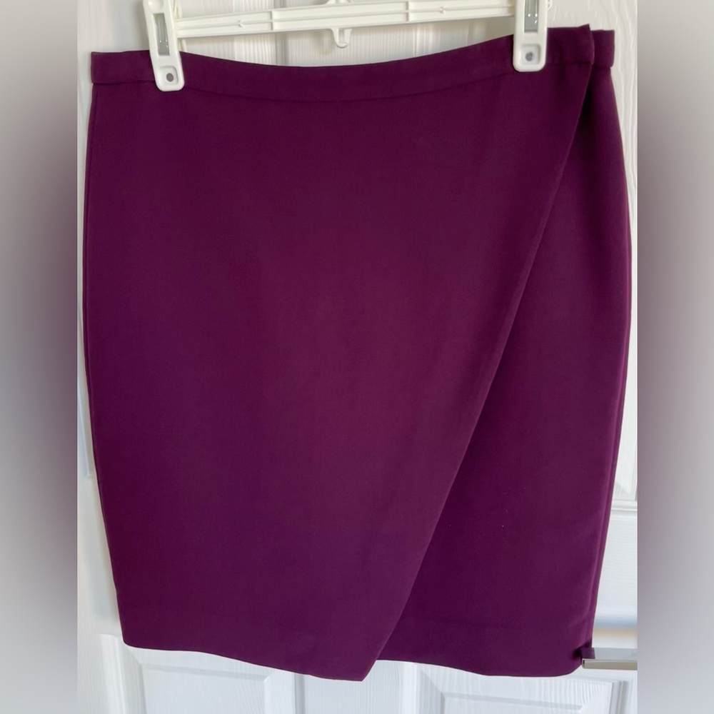 Purple JCrew Diagonal Wrap Pencil Skirt